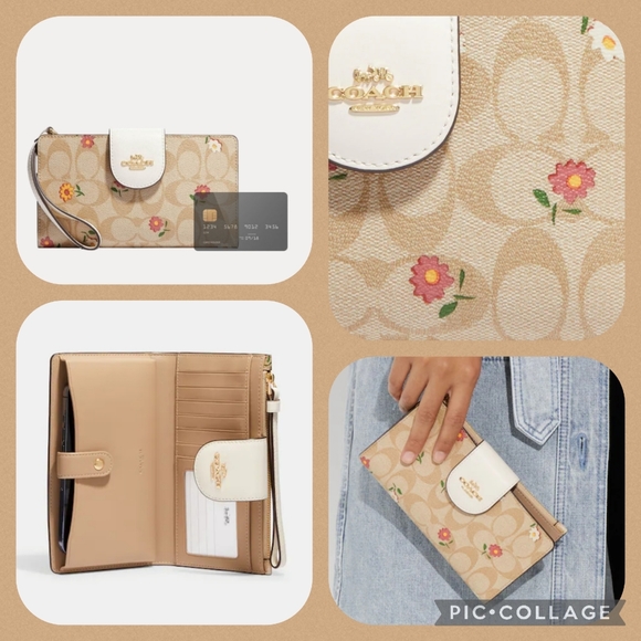 COACH Phone Wallet w/ Nostalgic Ditsy Print - Picture 2 of 8